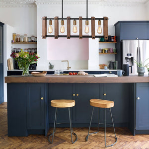 Chandelierias-Modern Industrial Linear Wood Pendant Light-Pendant--