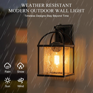 Chandelierias-Modern Lantern Crackle Glass Outdoor Wall Light-Wall Light-1 Pcs-