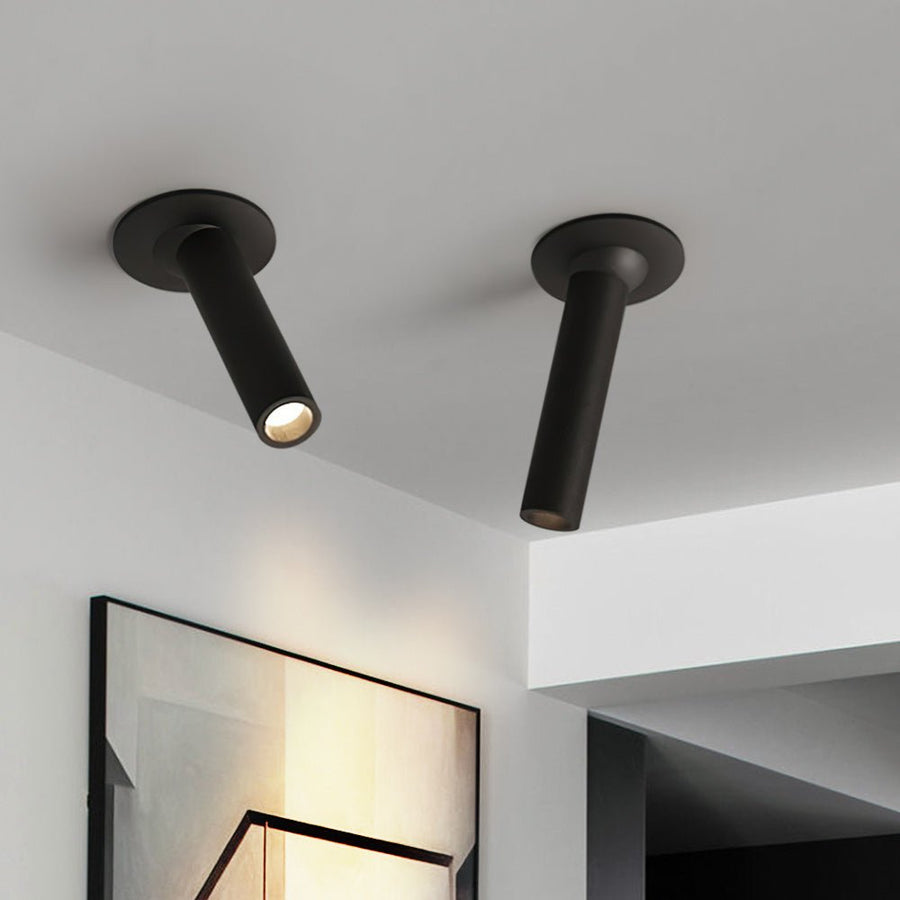 Chandelierias-Modern LED Cylinder Adjustable Ceiling Spotlight - 2 Pieces-Spotlight-Black-