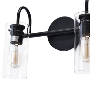 Chandelierias-Modern Linear Cylinder Clear Glass Vanity Light-Chandeliers-Gold-2 Bulbs