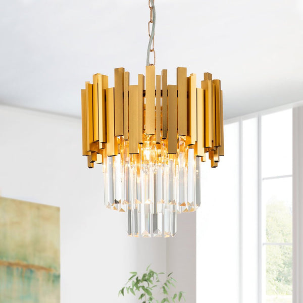 Chandelierias-Modern Luxury 3-Light Tiered Crystal Chandelier-Chandelier--