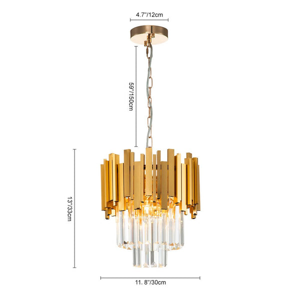 Chandelierias-Modern Luxury 3-Light Tiered Crystal Chandelier-Chandelier--