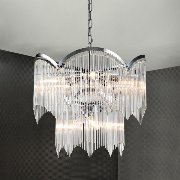 Chandelierias-Modern Luxury 8-Light Crystal Layered Chandelier-Chandeliers-Chrome-8 Bulbs