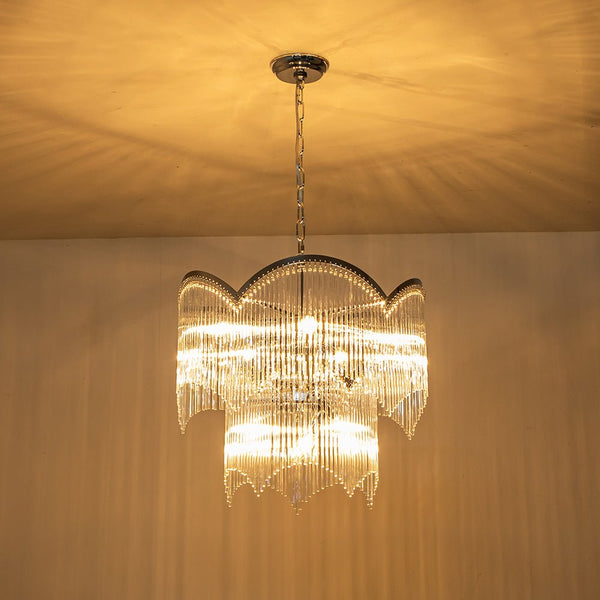 Chandelierias-Modern Luxury 8-Light Crystal Layered Chandelier-Chandeliers-Chrome-8 Bulbs