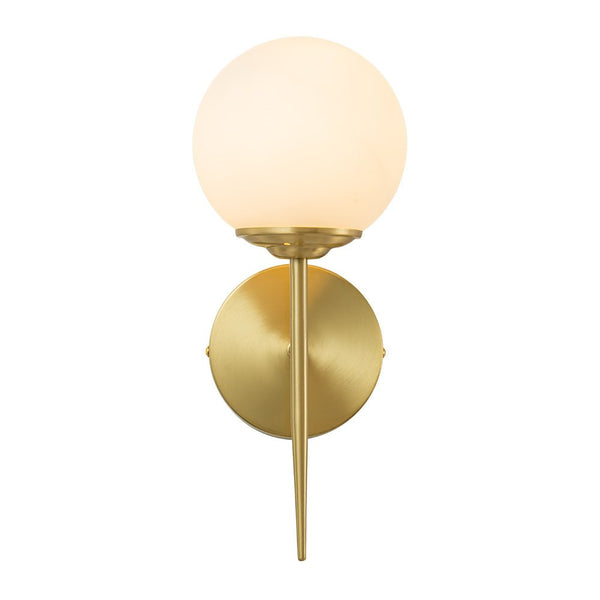 Chandelierias-Modern Minimalist 1-Light Milky Glass Globe Wall Light-Wall Light-Brass (Pre-order)-