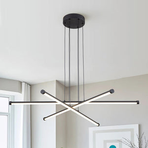 Chandelierias-Modern Minimalist 3-Light LED Linear Chandelier-Chandelier-Black-