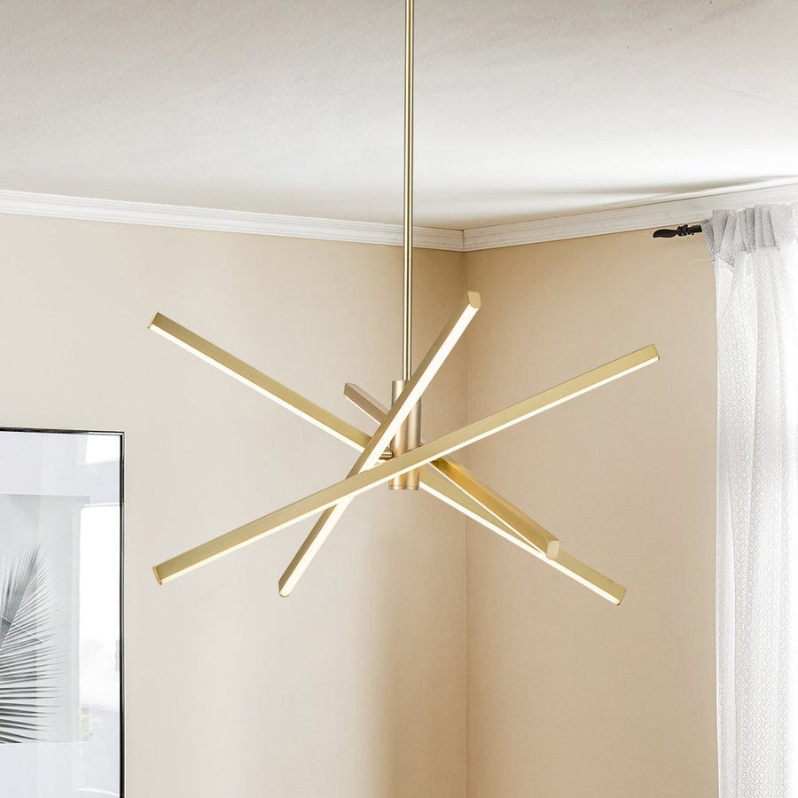 Chandelierias-Modern Minimalist 4-Light Strip LED Chandelier-Chandelier-Gold-