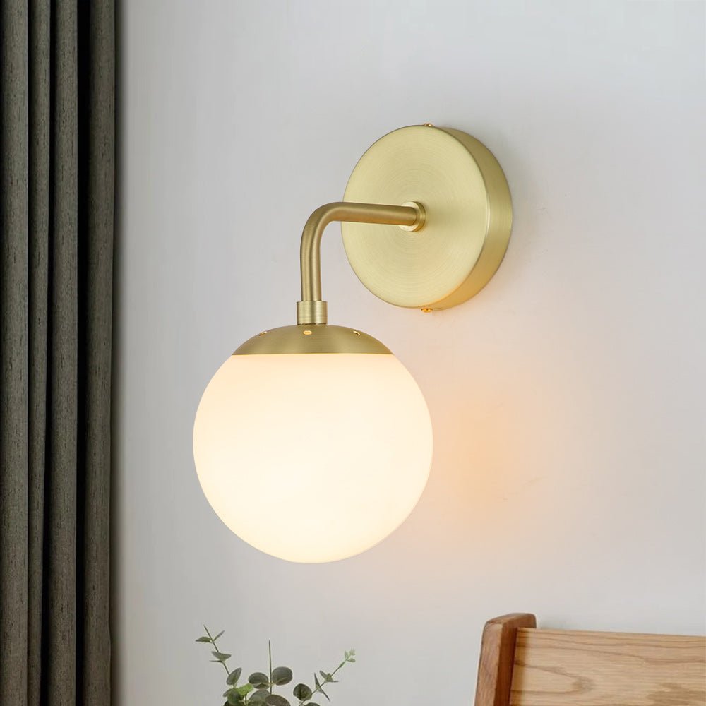 Modern Minimalist 1-Light Opal Glass Globe Wall Sconce | Chandelierias