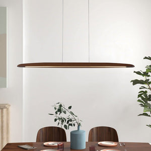 Chandelierias-Modern Minimalist Linear Walnut Wood Dimmable LED Pendant Light-Lighting Fixtures-Dark Walnut-