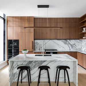 Chandelierias-Modern Minimalist Linear Walnut Wood Dimmable LED Pendant Light-Lighting Fixtures-Dark Walnut (Pre-order & Arrive in 3 Weeks)-