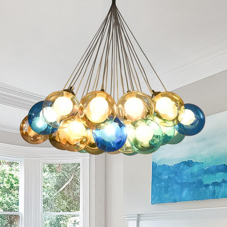 Chandelierias-Modern Multi-Color Cluster Bubble Chandelier-Chandelier-Blue Tone-7 Globes