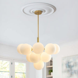 Chandelierias-Modern Opal Glass Bubble Grape Chandelier-Chandelier-Gold-5 Bulbs