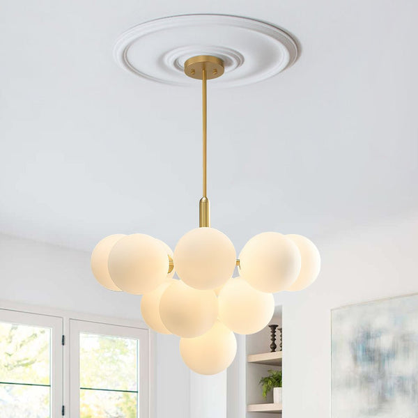 Chandelierias-Modern Opal Glass Bubble Grape Chandelier-Chandelier-Gold-5 Bulbs