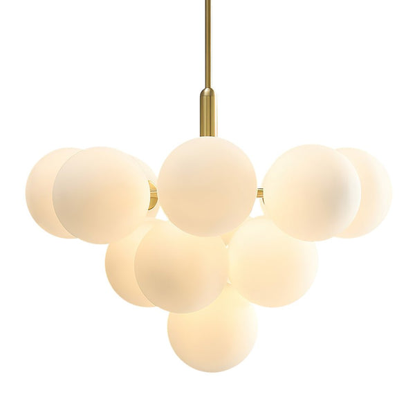 Chandelierias-Modern Opal Glass Bubble Grape Chandelier--Gold-13 Bulbs