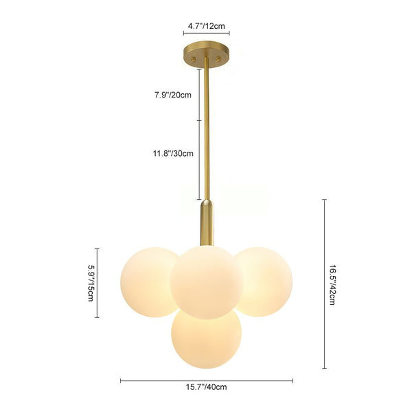 Chandelierias-Modern Opal Glass Bubble Grape Chandelier--Gold-5 Bulbs