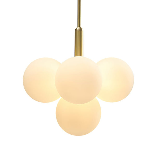 Chandelierias-Modern Opal Glass Bubble Grape Chandelier--Gold-5 Bulbs