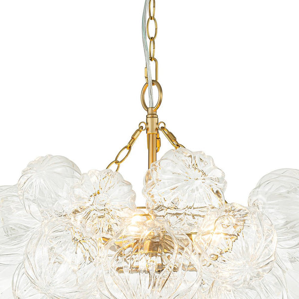 Chandelierias-Modern Petals Textured Glass Cluster Bubble Chandelier-Chandeliers-Brass-3 Bulbs (Pre-order & Arrive in 2 Weeks)