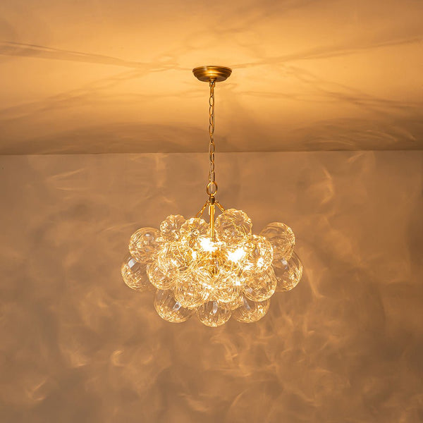 Chandelierias-Modern Petals Textured Glass Cluster Bubble Chandelier-Chandeliers-Brass-3 Bulbs (Pre-order & Arrive in 2 Weeks)