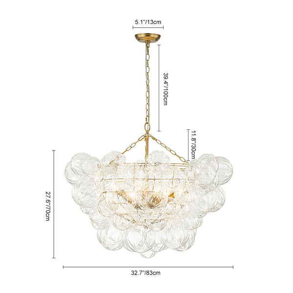 Chandelierias-Modern Petals Textured Glass Cluster Bubble Chandelier-Chandeliers-Brass-8 Bulbs (Pre-order & Arrive in 2 Weeks)