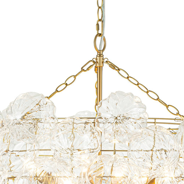 Chandelierias-Modern Petals Textured Glass Cluster Bubble Chandelier-Chandeliers-Brass-8 Bulbs (Pre-order & Arrive in 2 Weeks)