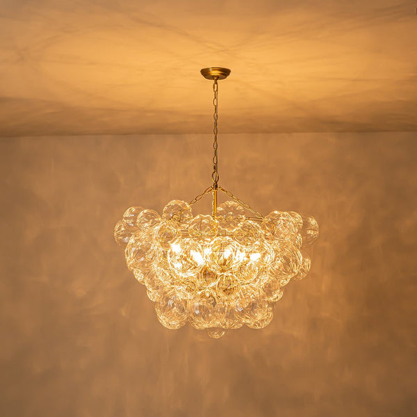 Chandelierias-Modern Petals Textured Glass Cluster Bubble Chandelier-Chandeliers-Brass-8 Bulbs (Pre-order & Arrive in 2 Weeks)