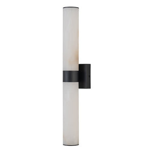 Chandelierias-Modern Rock Texture Linear Tube Dimmable LED Vanity Light-Wall Light-Black-