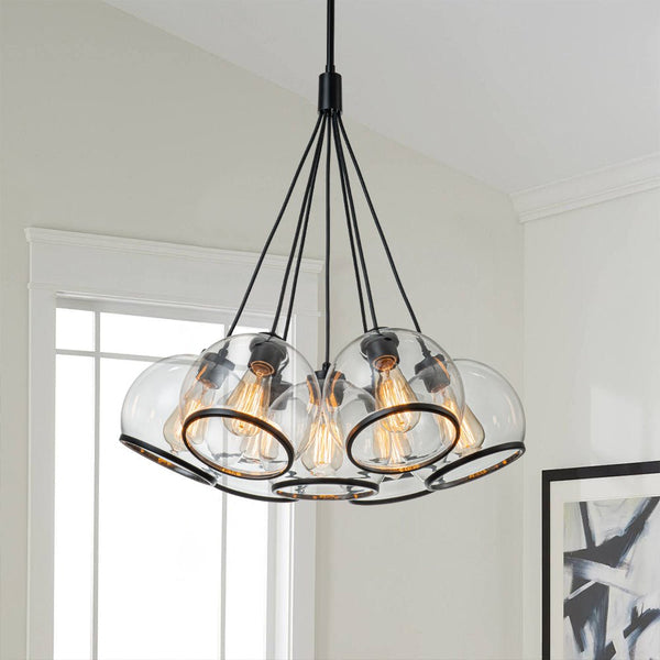 Chandelierias-Modern Sculptural Hand-blown Clear Glass Multi-Light Pendant-Pendant-3-Light-