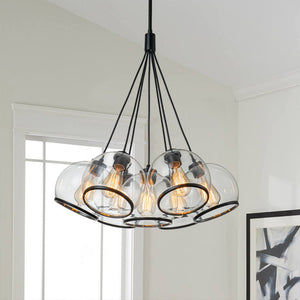 Chandelierias-Modern Sculptural Hand-blown Clear Glass Multi-Light Pendant-Pendant-3-Light-