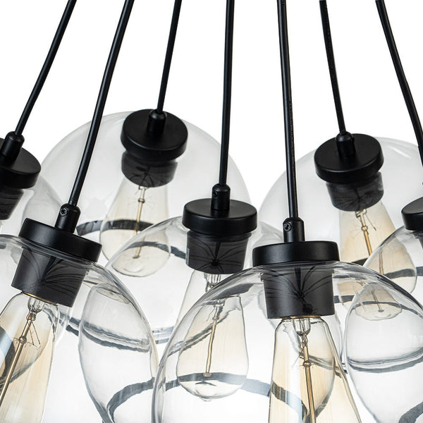 Chandelierias-Modern Sculptural Hand-blown Clear Glass Multi-Light Pendant-Pendant-3-Light-