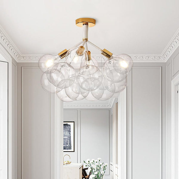 Chandelierias-Modern Semi Flush Cluster Bubble Chandelier-Chandelier-White-4 Bulbs