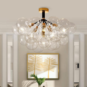 Chandelierias-Modern Semi Flush Cluster Bubble Chandelier-Chandelier-White-6 Bulbs