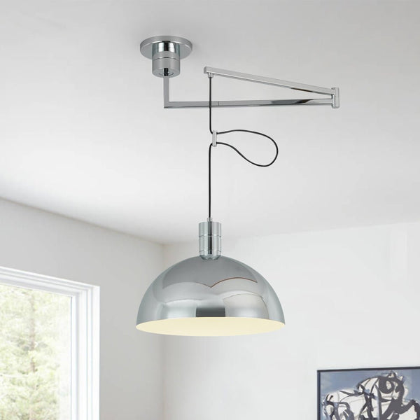 Chandelierias-Modern Single Light Chrome Dome Hanging Pendant-Pendant--