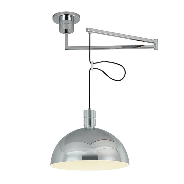 Chandelierias-Modern Single Light Chrome Dome Hanging Pendant-Pendant--