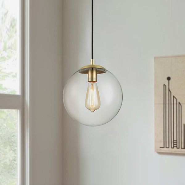 Chandelierias-Modern Single Light Glass Globe Pendant-Pendant-Clear-