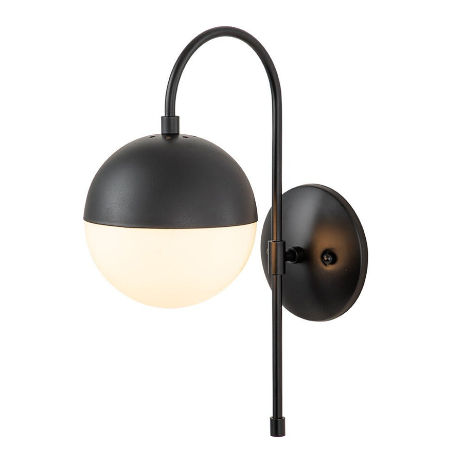 Chandelierias-Modern Single-Light Glass Globe Wall Sconce-Wall Light-Black-