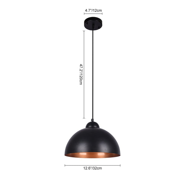 Chandelierias-Modern Single-Light Hanging Dome Pendant 2 Pieces-Pendant-Black 2 Pcs-