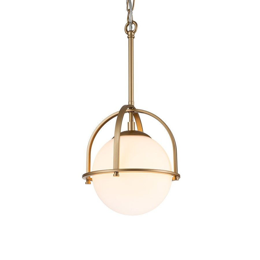 Chandelierias-Modern Single Light Opal Glass Globe Mini Pendant--Gold-