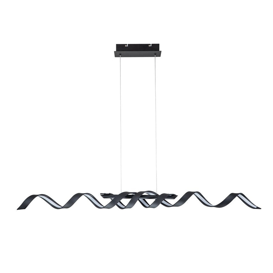 Chandelierias-Modern Spiral LED Kitchen Island Wavy Pendant Light-Pendant-Black-