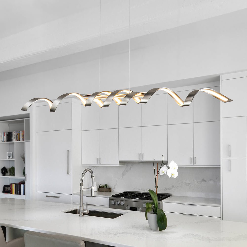 Modern Spiral LED Kitchen Island Wavy Pendant Light Chandelierias