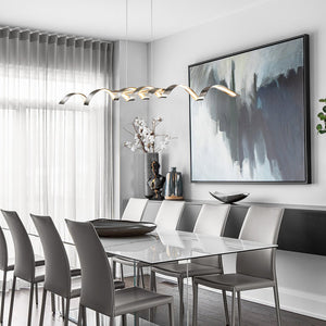 Chandelierias-Modern Spiral LED Kitchen Island Wavy Pendant Light-Pendant-Nickel-