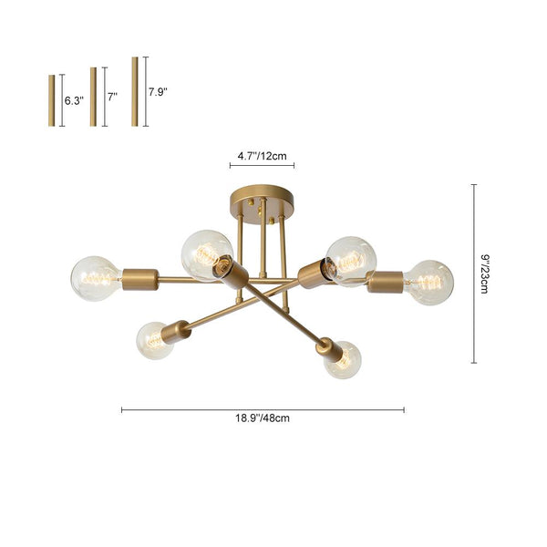 Chandelierias-Modern Sputnik Semi Flush Ceiling Light-Semi Flush--