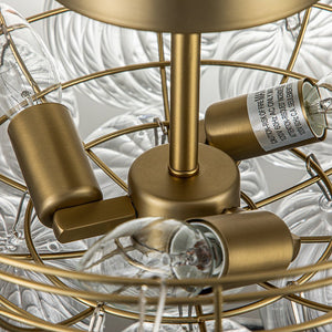 Chandelierias-Modern Swirl Glass Cluster Bubble Semi-Flush Mount-Semi Flush-Brass-3 Bulbs