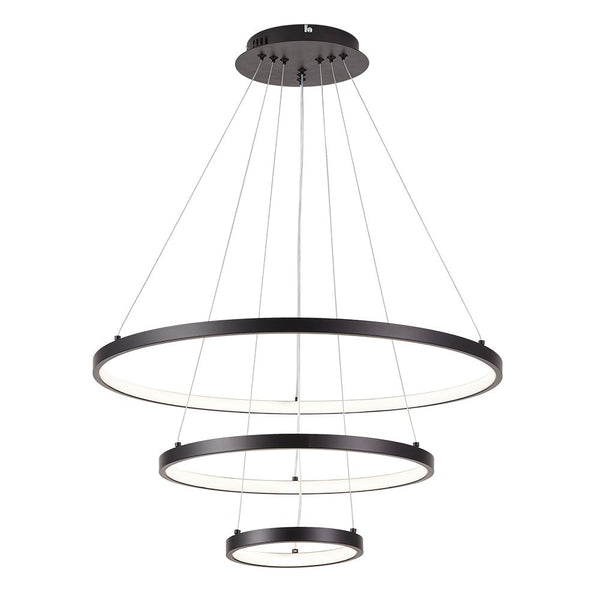 Chandelierias-Modern Unique 3-Tier Circular LED Chandelier-Chandelier-Black-