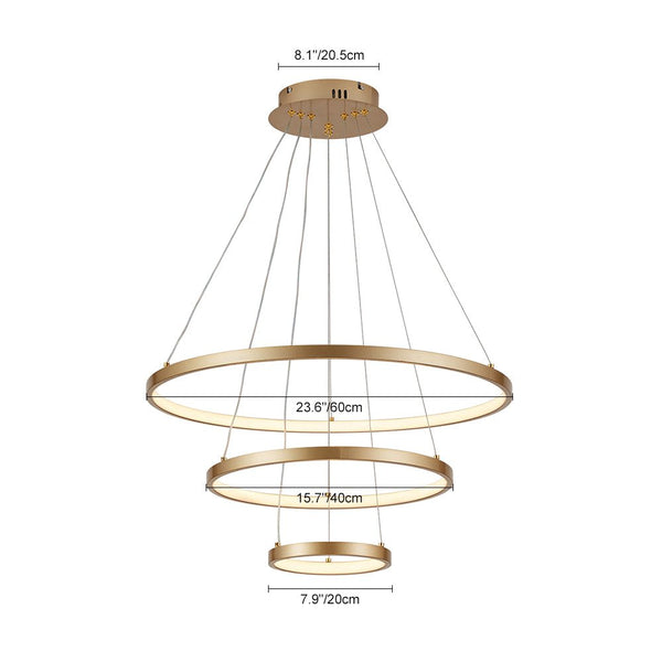 Chandelierias-Modern Unique 3-Tier Circular LED Chandelier-Chandelier-Black-