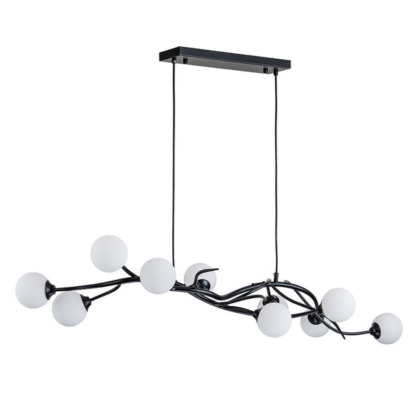 Chandelierias-Nordic Creative 10-Light Milky Glass Fruitful Branch Chandelier-Chandeliers-Black (Back-Order)-