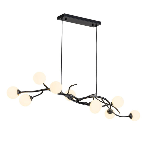 Chandelierias-Nordic Creative 10-Light Milky Glass Fruitful Branch Chandelier-Chandeliers-Black (Back-Order)-