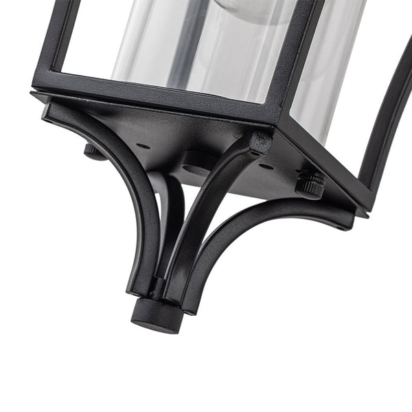 Chandelierias-Outdoor Lantern Wall Sconce with Clear Glass For Porch-Wall Light-Matte Black-1 Pack