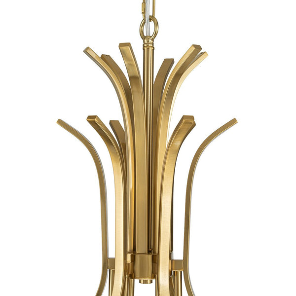 Chandelierias-Ruhlmann Style Brass 6-Light Cylinder Glass Chandelier-Chandeliers-Brass (Pre-order)-