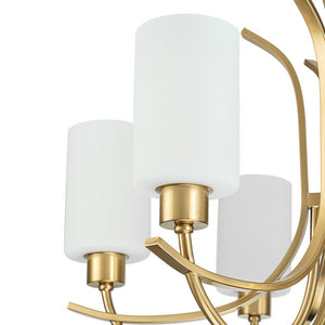 Chandelierias-Ruhlmann Style Brass 6-Light Cylinder Glass Chandelier-Chandeliers-Brass (Pre-order)-