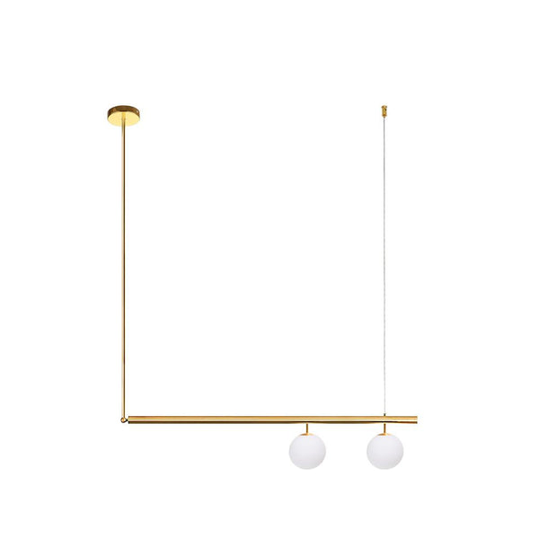 Chandelierias-Scandinavian Glass Globe Linear Chandelier-Chandelier-Brass-2 Bulbs